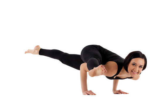 女人的手臂平衡瑜伽- Eka Pada Koundiyanasana