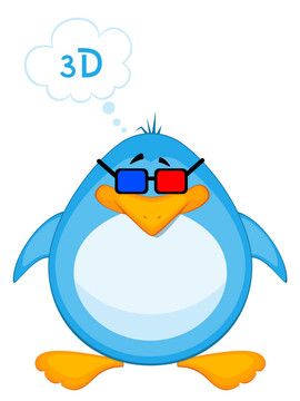 卡通企鵝3D眼鏡