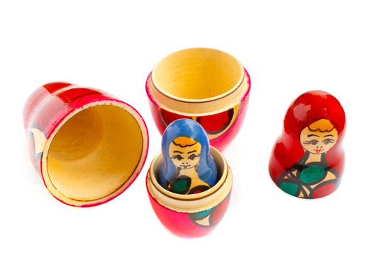 俄式套娃的俄羅斯傳統(tǒng)紀(jì)念品；木制娃娃