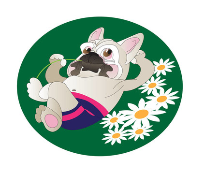 法國斗牛犬的滑稽畫