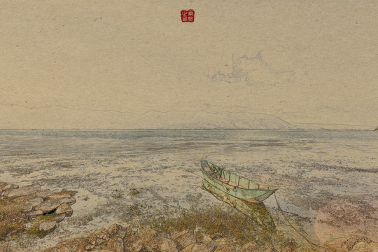 工筆畫風(fēng)的洱海