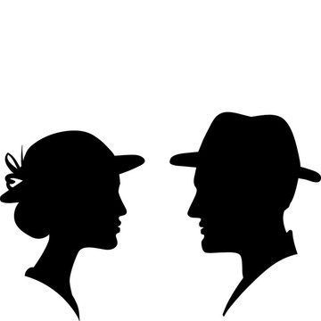 男女臉輪廓剪影；男女