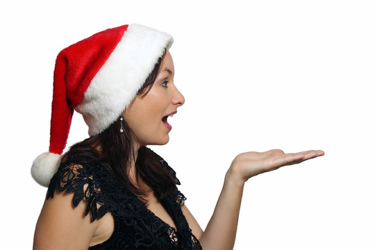 美麗的黑發(fā)與Santa Hat（2）