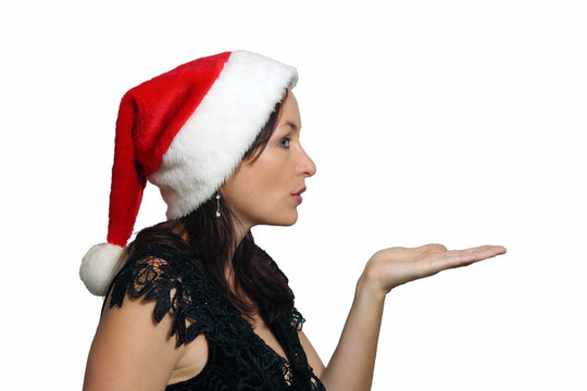 美麗的黑發(fā)與Santa Hat（1）