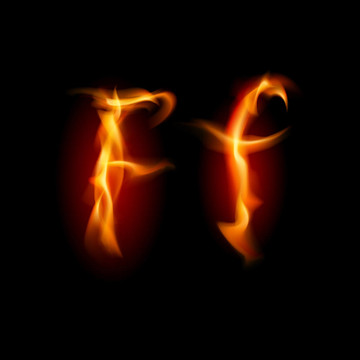 火熱的字體。字母F