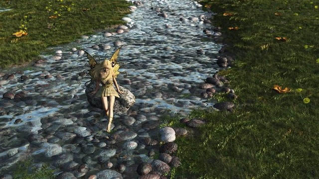 仙女戲水在流