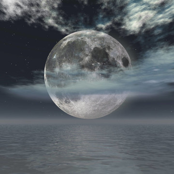 幻想月亮夜在海洋
