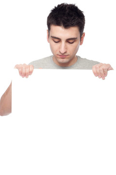 帶橫幅的休閑男子