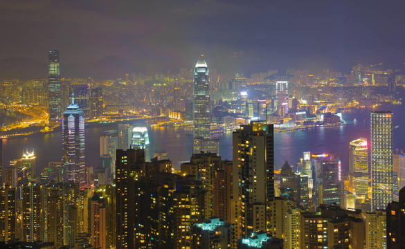 香港的夜晚；從太平山頂觀