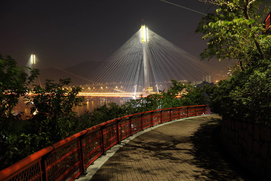 汀九橋夜景；香港