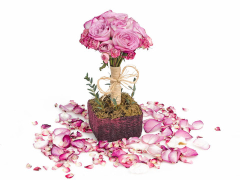玫瑰花花束和花瓣