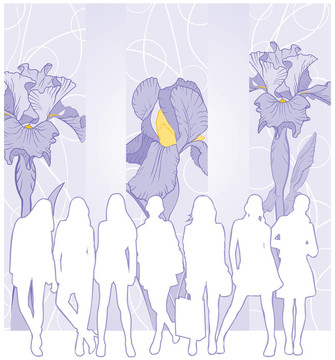 年輕女性與iris flower