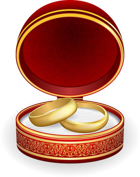 金戒指在紅盒子里