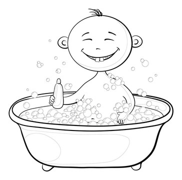 嬰兒沐浴在洗；輪廓