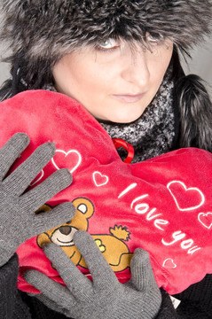 與valentins墊的女人