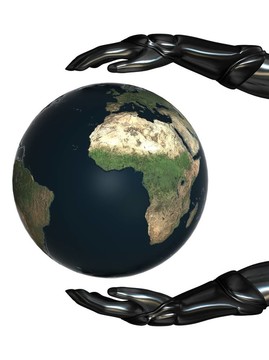Android的手保持地球地球安全