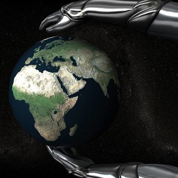 Android的手保持地球地球安全