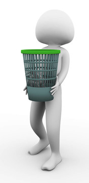 3D男子搬運(yùn)廢紙簍
