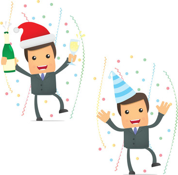 滑稽卡通商人慶祝節(jié)日