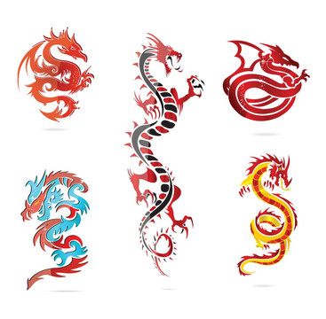 玻璃亞洲熱龍標志套裝