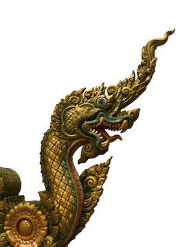 納迦泰國(guó)雕像孤立在白色的背景