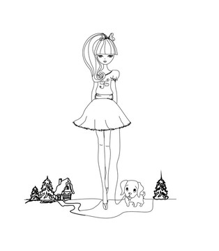 時(shí)尚女孩和她的小狗