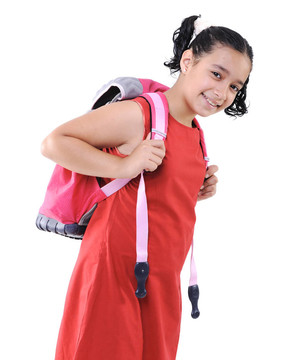 可愛的小女孩穿著紅衣服冒充分離；