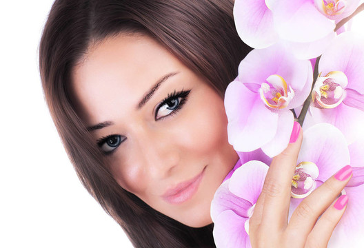 美女抱蘭花花