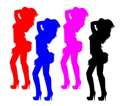 一個(gè)漂亮的女孩的黑色剪影