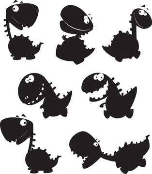 dino cartoon black