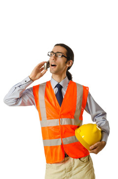 帶帽的年輕建筑工人