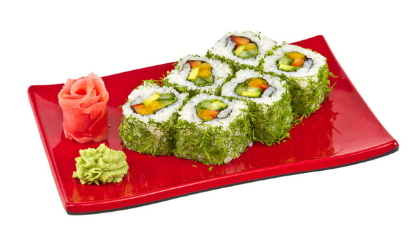 日本的素食卷蒔蘿和蔬菜