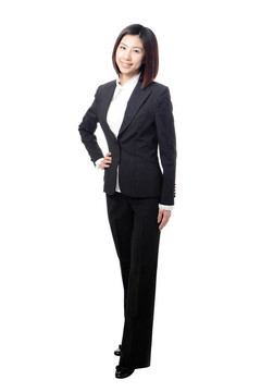 全長商業(yè)女性自信微笑站