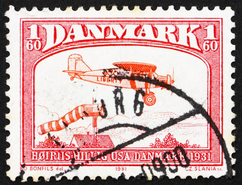 郵票丹麥1981后來j-300；飛機(jī)從1931