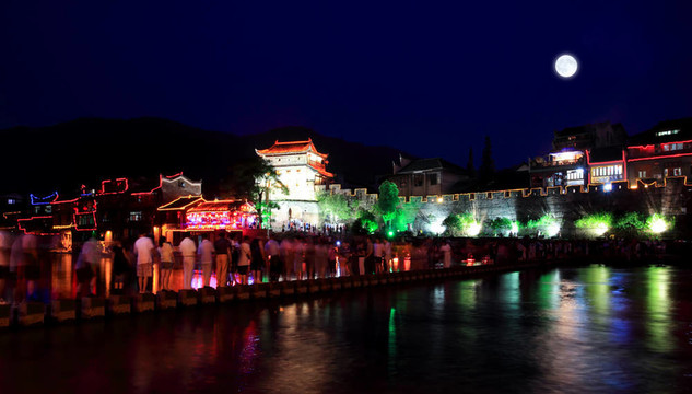 在中國的鳳凰古城夜景
