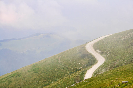 霧蒙蒙的山路