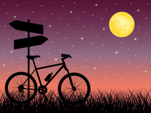 夜間景觀與自行車