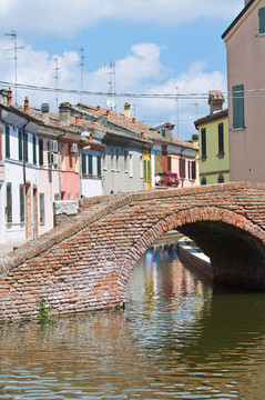西斯汀橋。Comacchio。Emilia Romagna。意大利.