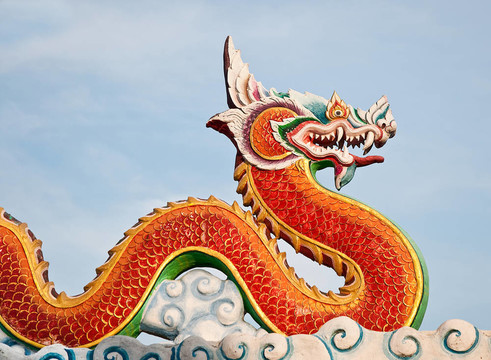 天空背景下的紅龍