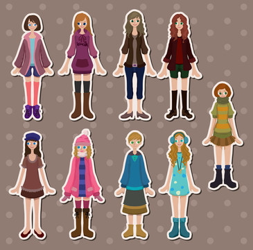 女孩卡通貼紙