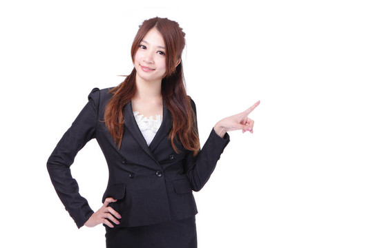 商業(yè)女性手指指向空拷貝空間