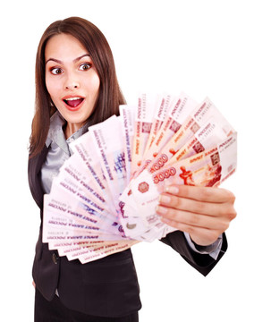 女人的錢。俄羅斯盧布。