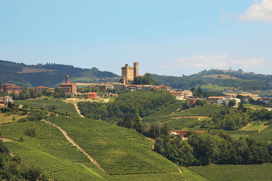山上城堡。Piedmont；意大利北部。