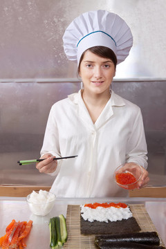 Cook和魚子醬做面包
