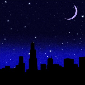 新月與黑星空