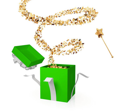金色卷發(fā)禮品盒。