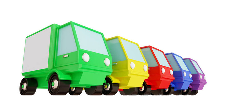 五顏六色的卡車。
