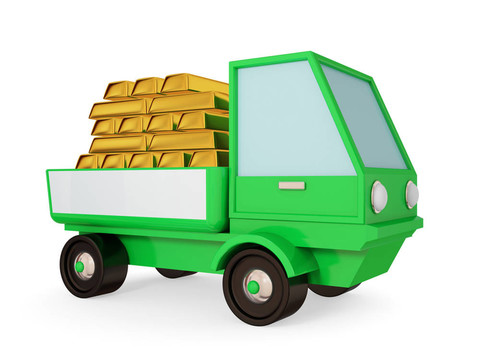 在身體goldbars綠色卡車。