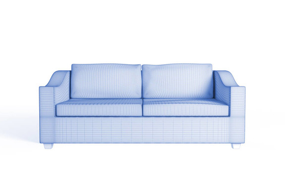 一个现代沙发三维线框。