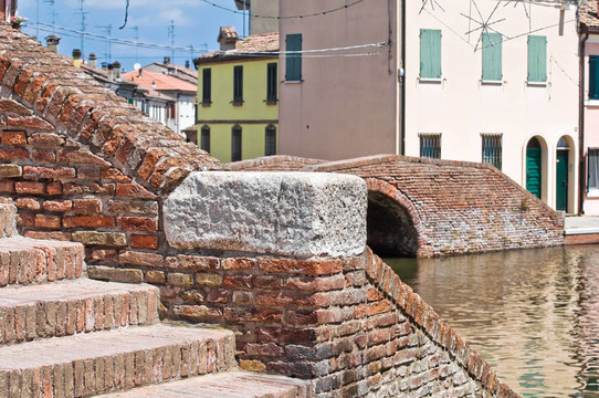 St. Peter？橋。Comacchio。Emilia Romagna。意大利.